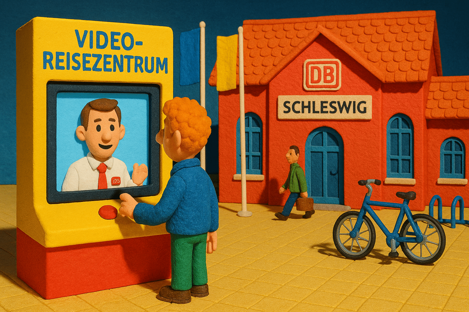 Modernes Video-Travel Center am Bahnhof Schleswig mit digitaler Beratung und Ticketservice