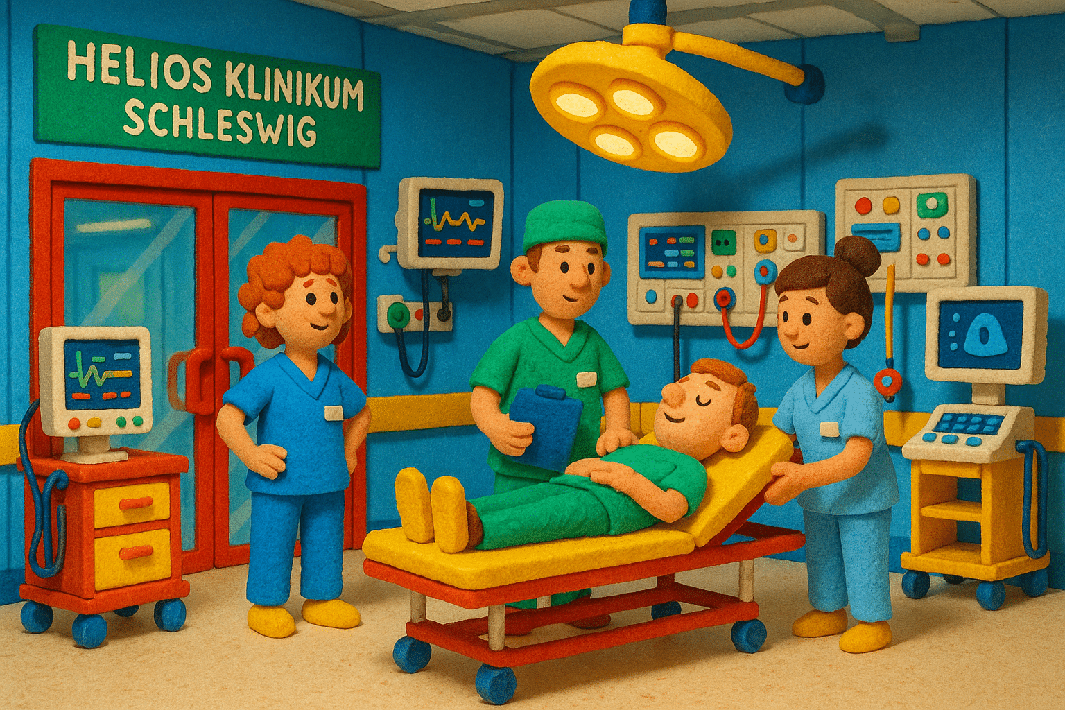 Modern ausgestattete Notaufnahme im Helios Klinikum Schleswig mit medizinischem Personal und Geräten